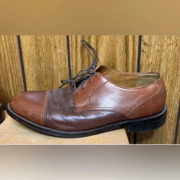 Men BOSTONIAN 2pod Comfort Brown Two Tone Cap Toe Lace Derby Leather Shoe Sz 10
